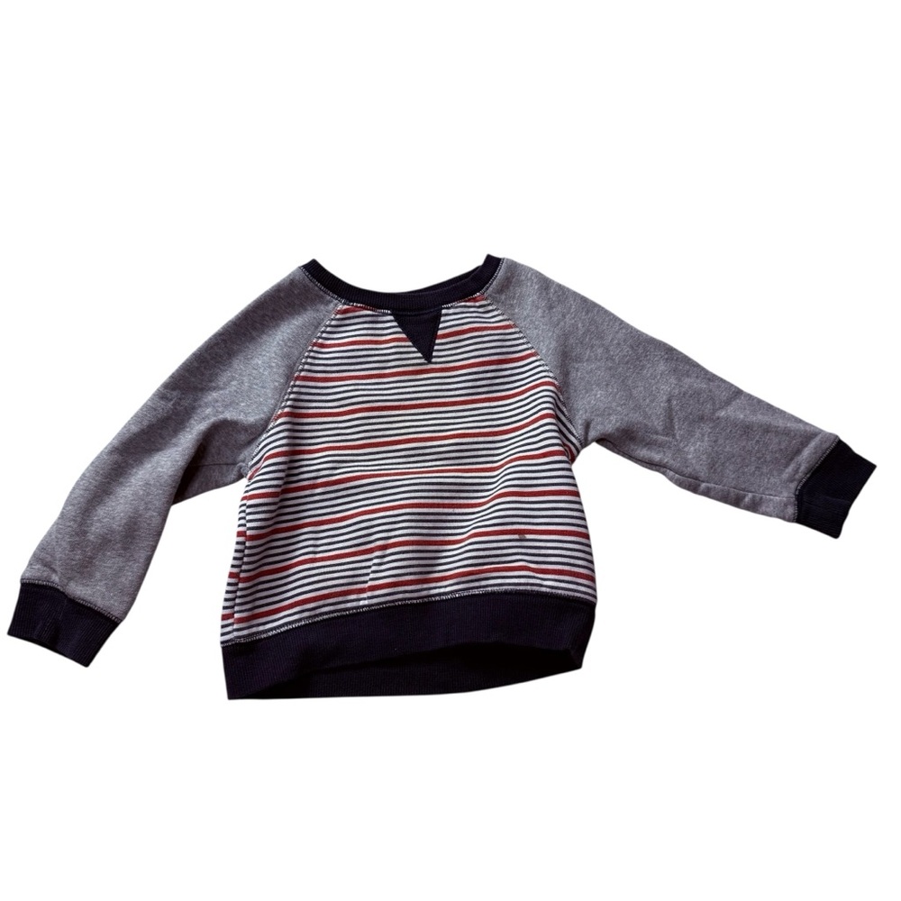 Falls Creek Kids Cozy Fleece Lined Sweatshirt – Red & Gray Stripes – Size 2T
